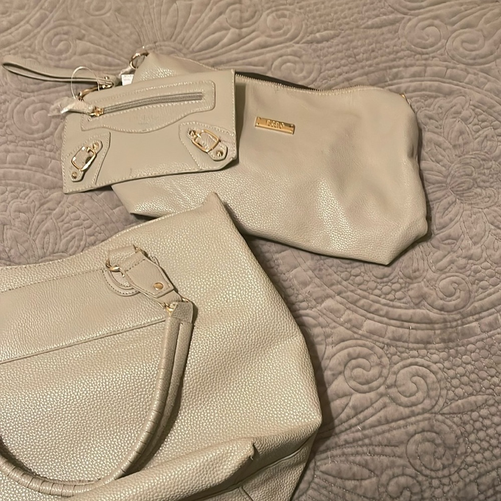 BCBG Beige Vegan Leather Tote Bag - Picture 13 of 15